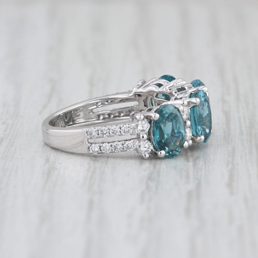 5.90ctw Blue Zircon Diamond Ring 14k White Gold Size 6
