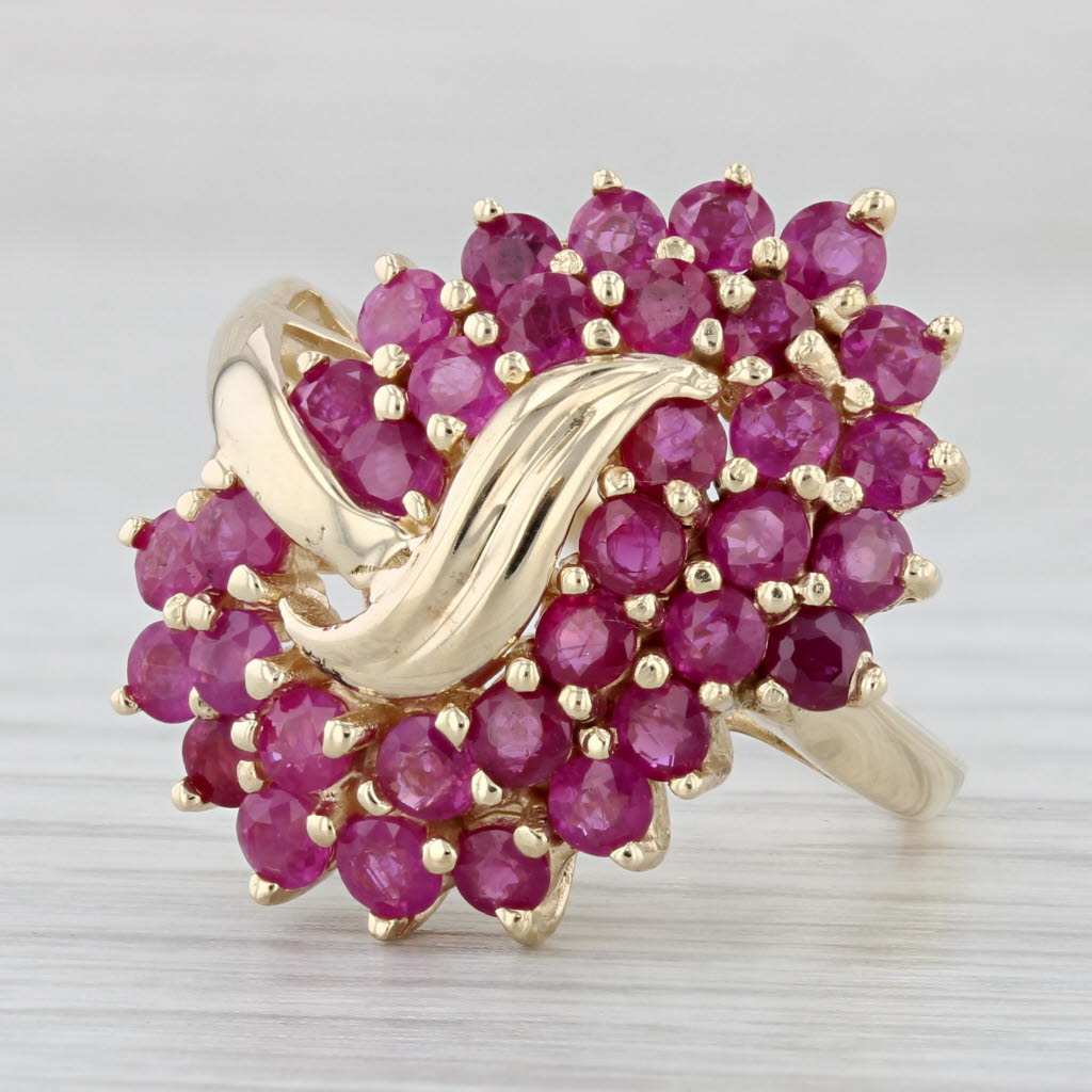 Light Gray 2.60ctw Ruby Cluster Ring 10k Yellow Gold Size 9.25 Cocktail