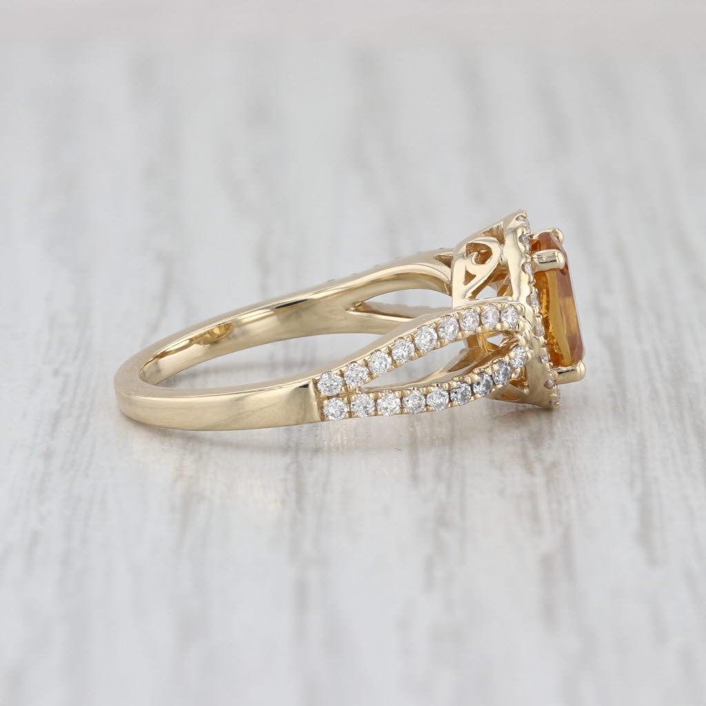 1.62ctw Oval Citrine Diamond Halo Ring 10k Yellow Gold Size 7