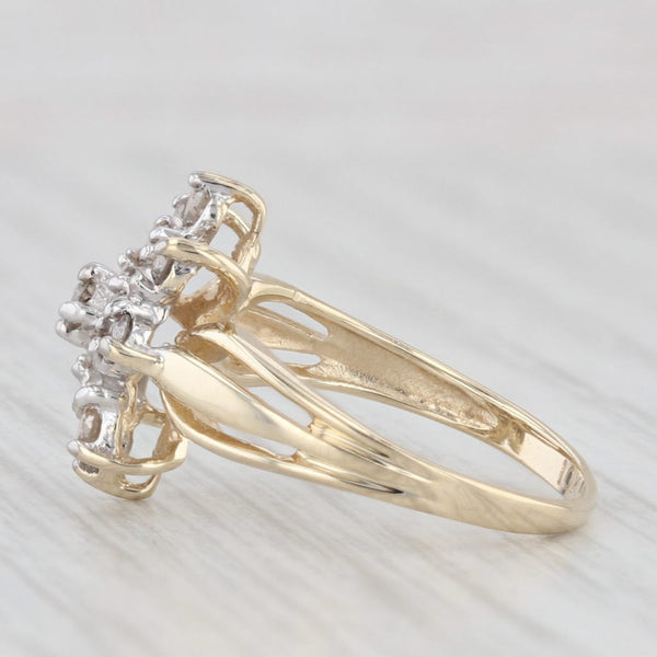 0.45ctw Diamond Cluster Ring 10k Yellow Gold Size 3.75 Engagement
