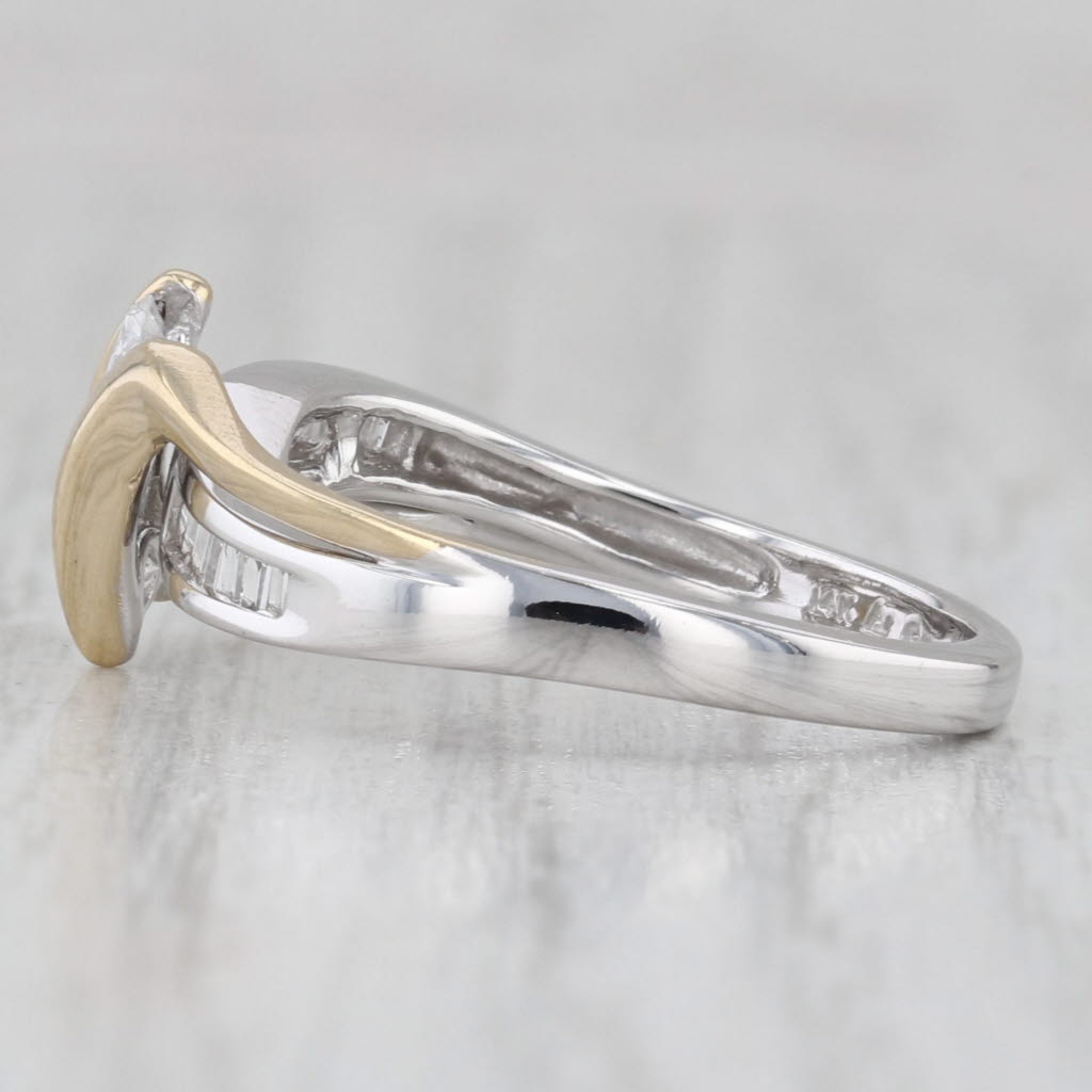 Light Gray 0.50ctw Diamond 3-Stone Bypass Ring 14k White Yellow Gold Size 7