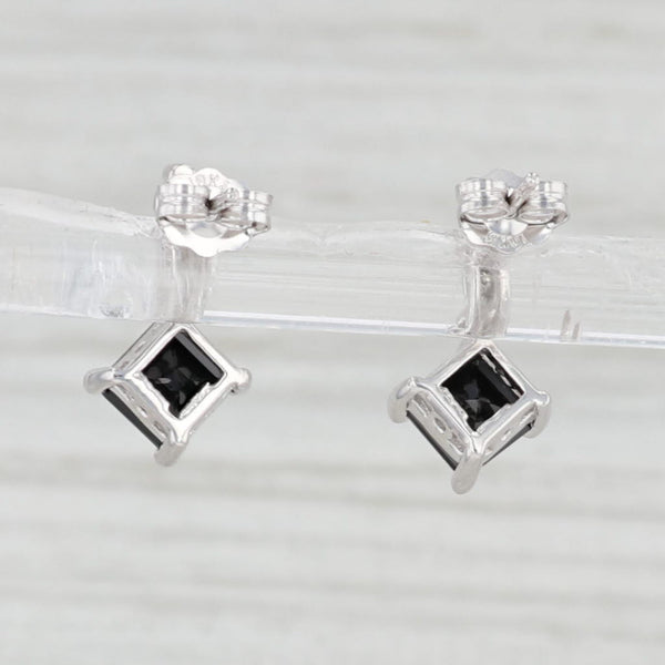 Light Gray Black Onyx White Diamond Drop Earrings 10k White Gold