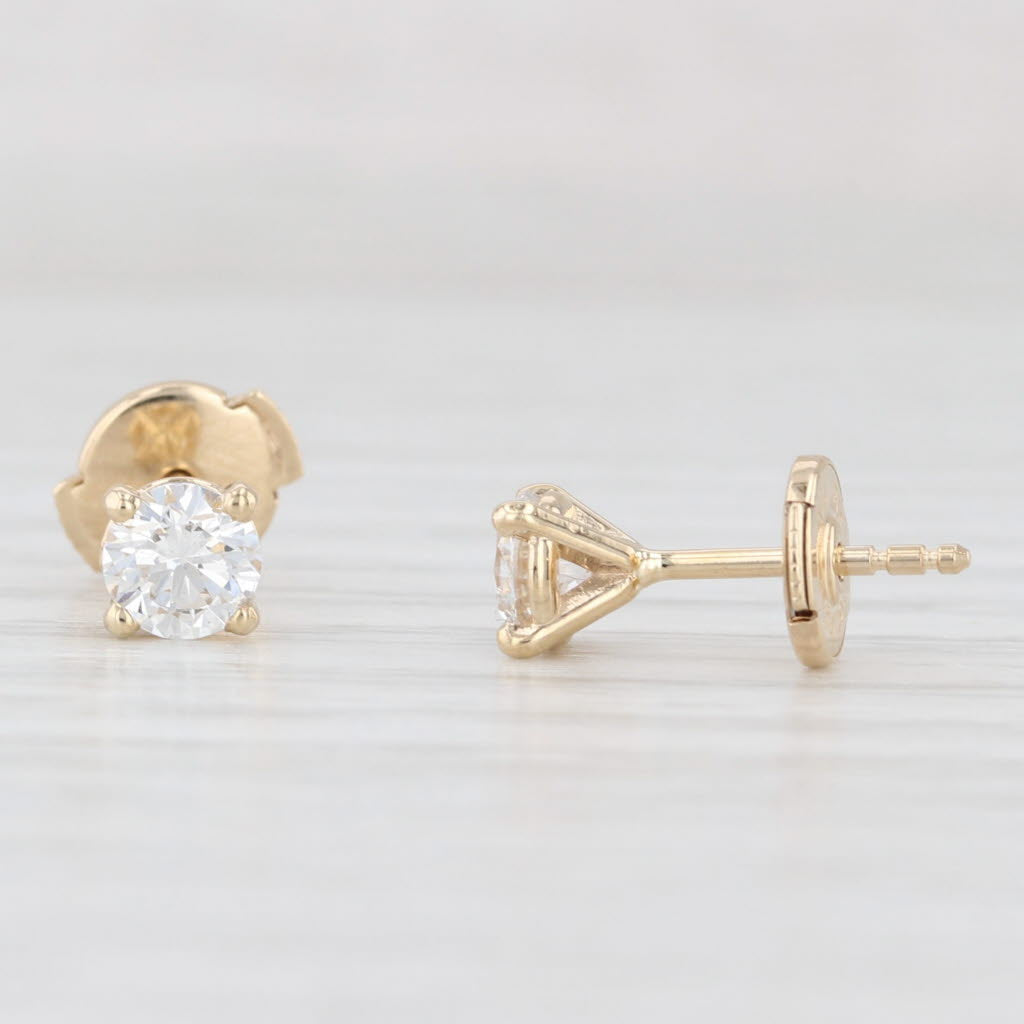Light Gray New 0.74ctw Lab Grown Round Diamond Solitaire Stud Earrings 14k Gold VS1 D