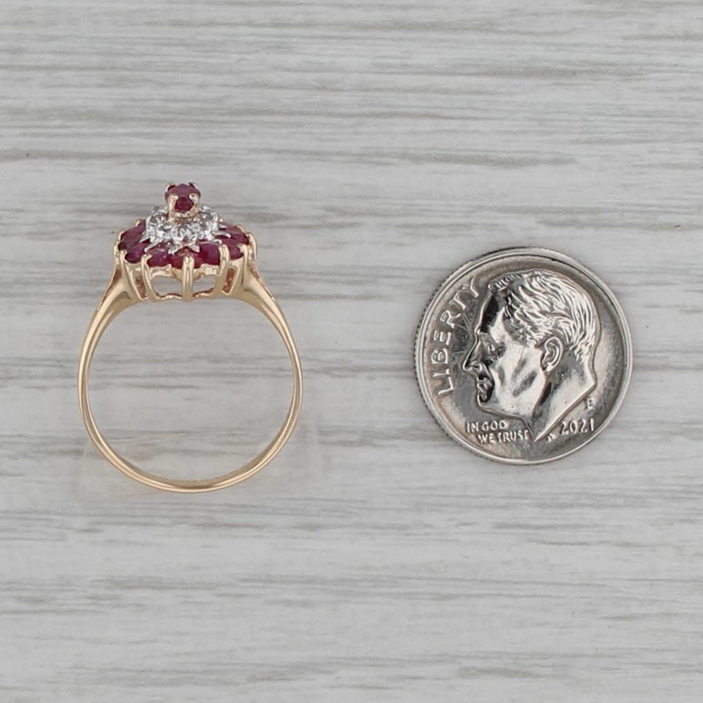 1.18ctw Ruby Diamond Halo Ring 10k Yellow Gold Size 6.25