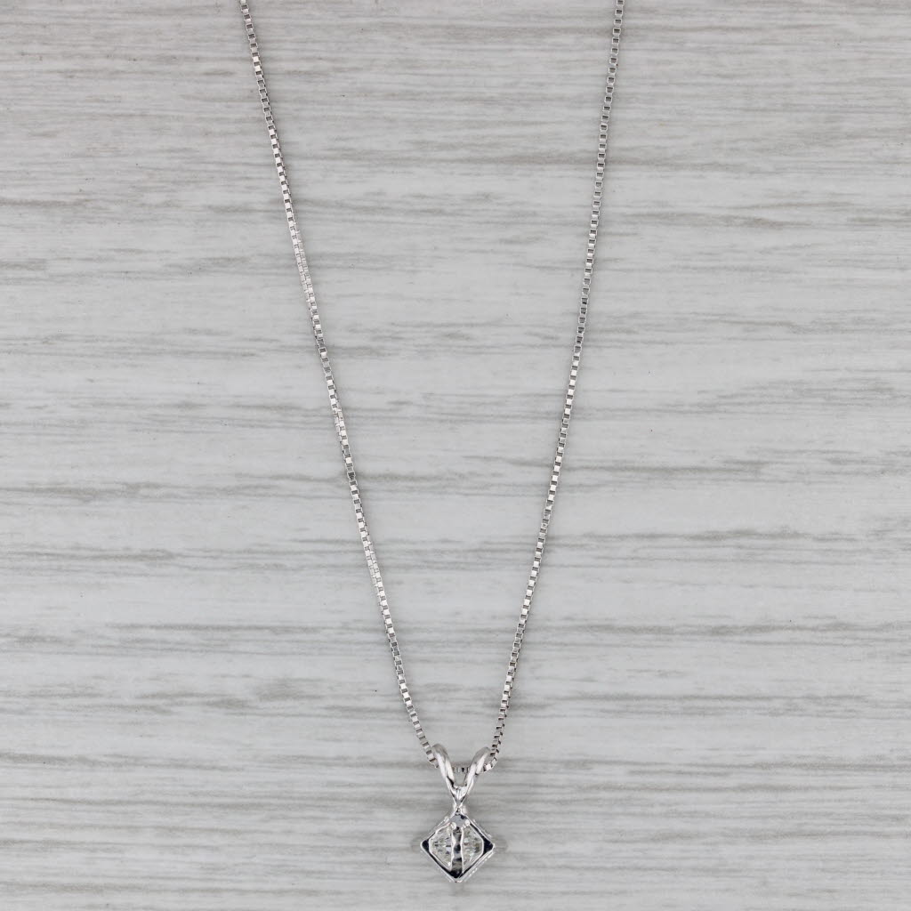 Gray 0.70ct Diamond Solitaire Pendant Necklace 14k White Gold 17.25" Box Chain