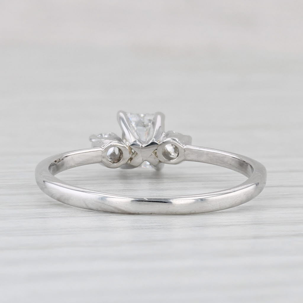Light Gray 0.44ctw Emerald Cut Diamond Engagement Ring 14k White Gold Size 6.5
