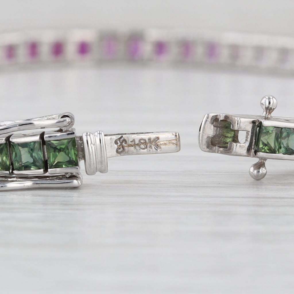 7.50ctw Multicolor Sapphire Tennis Bracelet 18k White Gold 6.75" 3.5mm