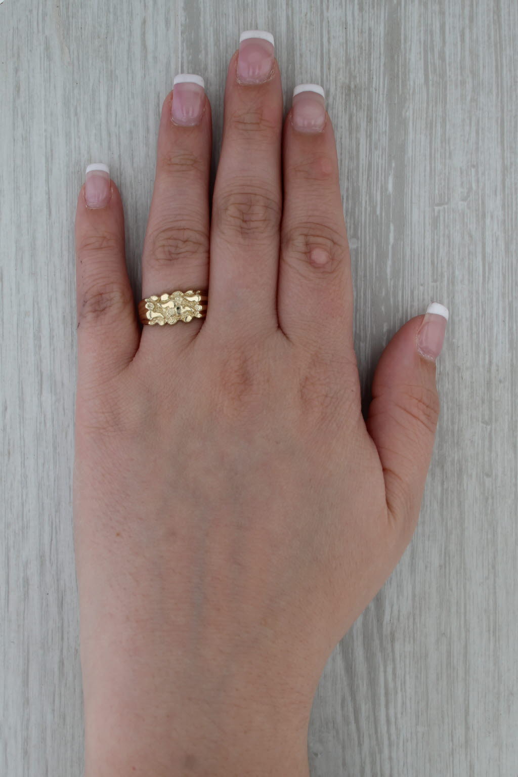 Gold Nugget Ring 14k Yellow Gold Size 8 Band