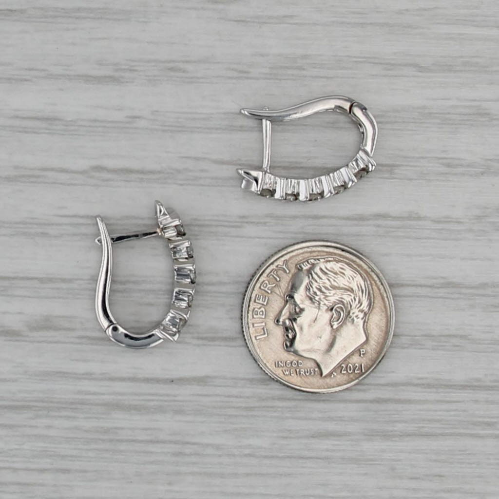 0.42ctw Diamond Journey J-Hook Earrings 14k White Gold Snap Top Drops