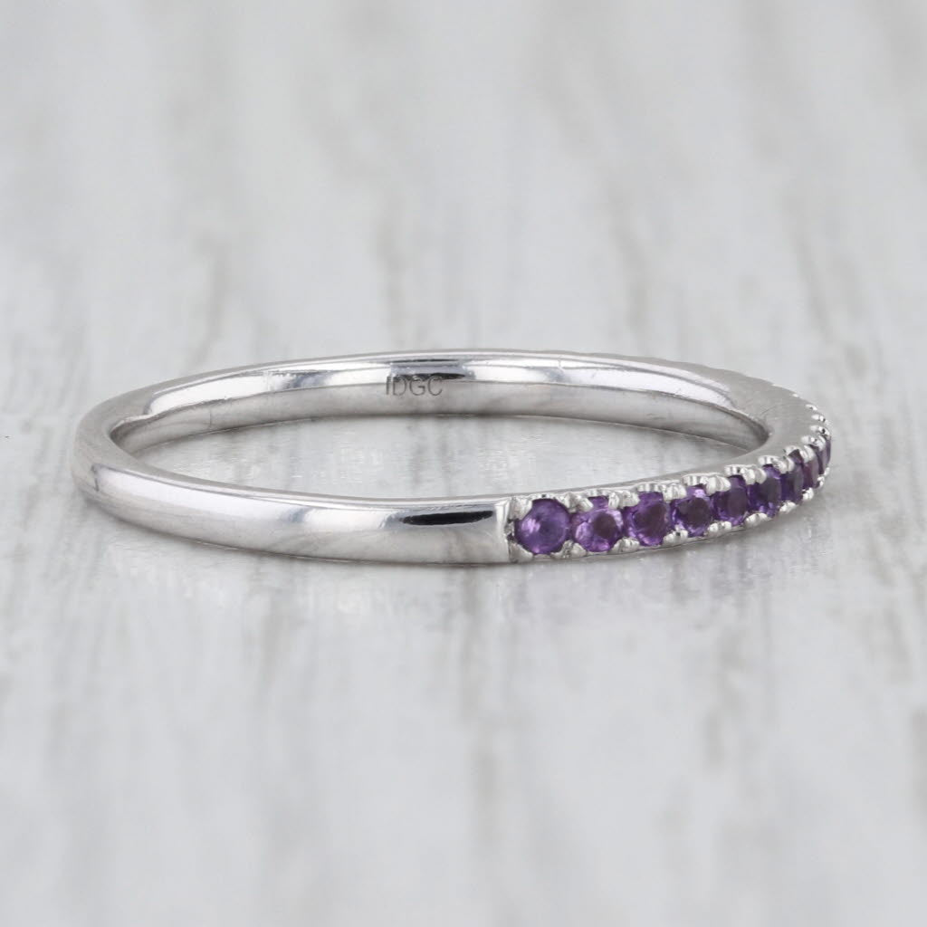 0.26ctw Amethyst Stackable Ring 14k White Gold Size 9.25 Wedding Band