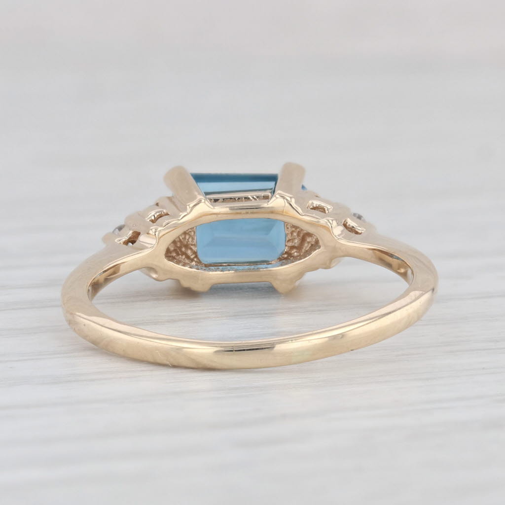 Light Gray 2.12ctw Blue Topaz Diamond Ring 10k Yellow Gold Size 8.5