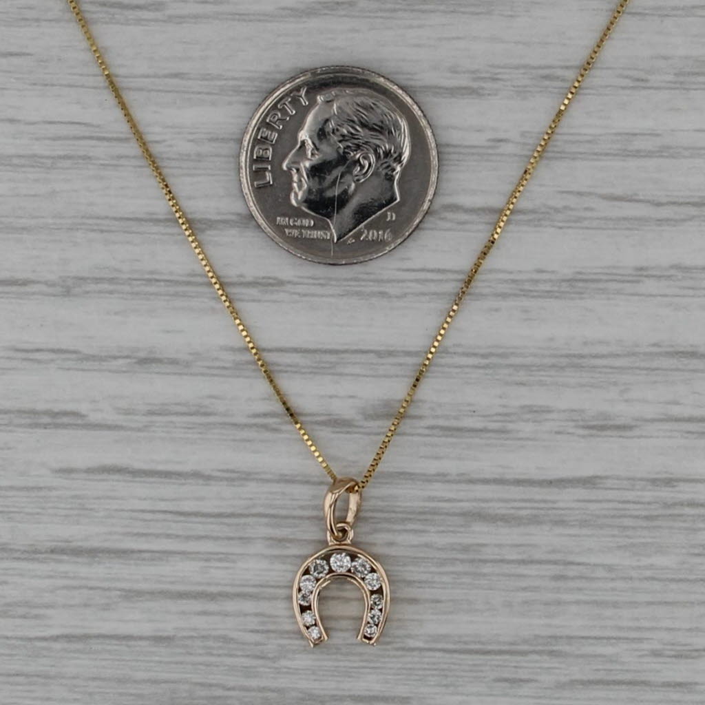 0.15ctw Diamond Horseshoe Pendant Necklace 14k Yellow Gold 17.75" Box Chain