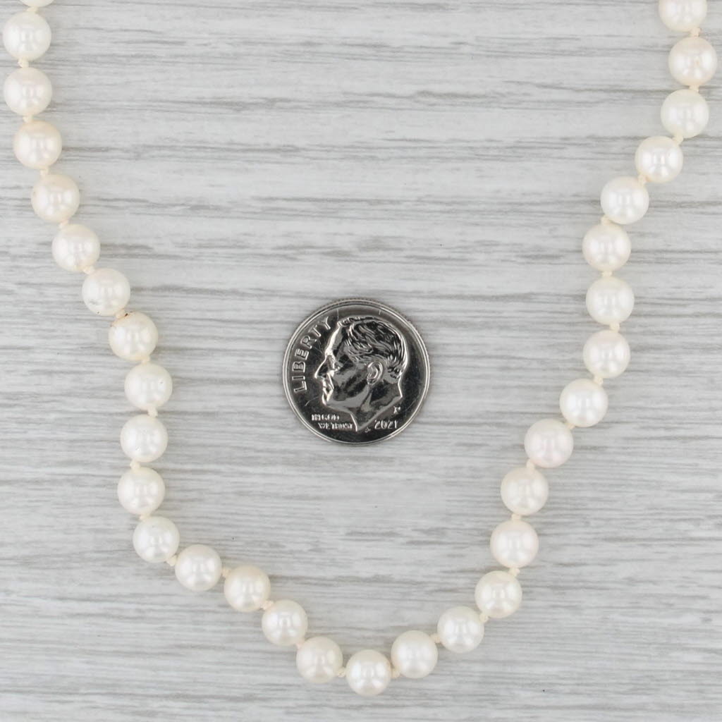 31.25" Cultured Pearl Long Single Strand Necklace 14k Yellow Gold Filigree Clasp