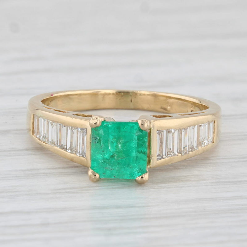 1.53ctw Emerald Diamond Ring 18k Yellow Gold Size 6.25 Engagement