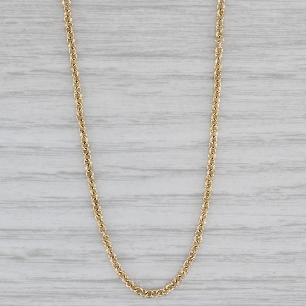 Gray Rolo Cable Chain Necklace 18k Yellow Gold 17" 18" 2mm Italian