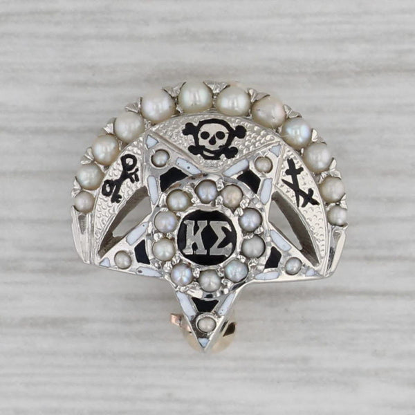 Kappa Sigma Crescent Star Badge 14k Gold Pearl Fraternity Pin