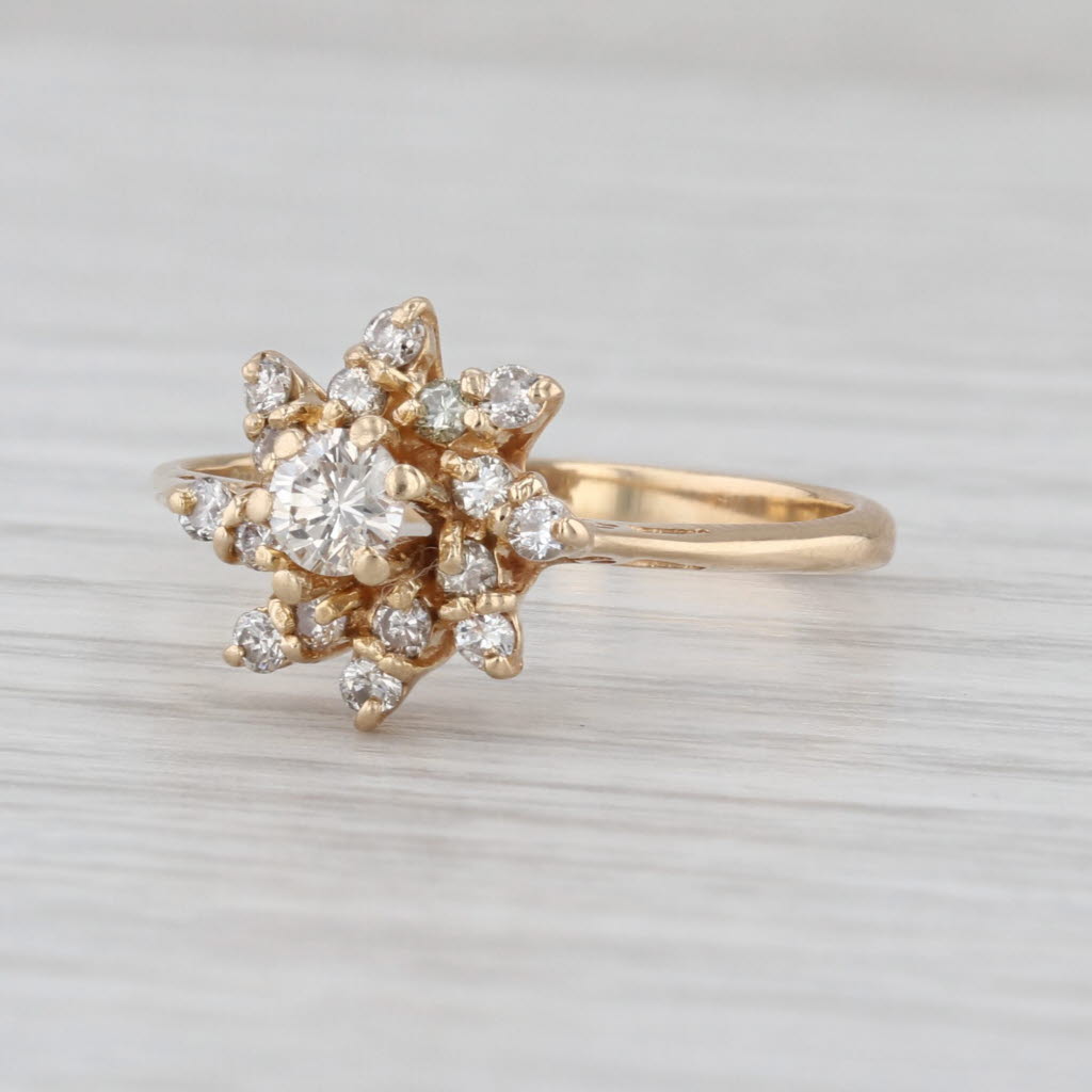 0.44ctw Diamond Flower Halo Engagement Ring 14k Yellow Gold Size 8