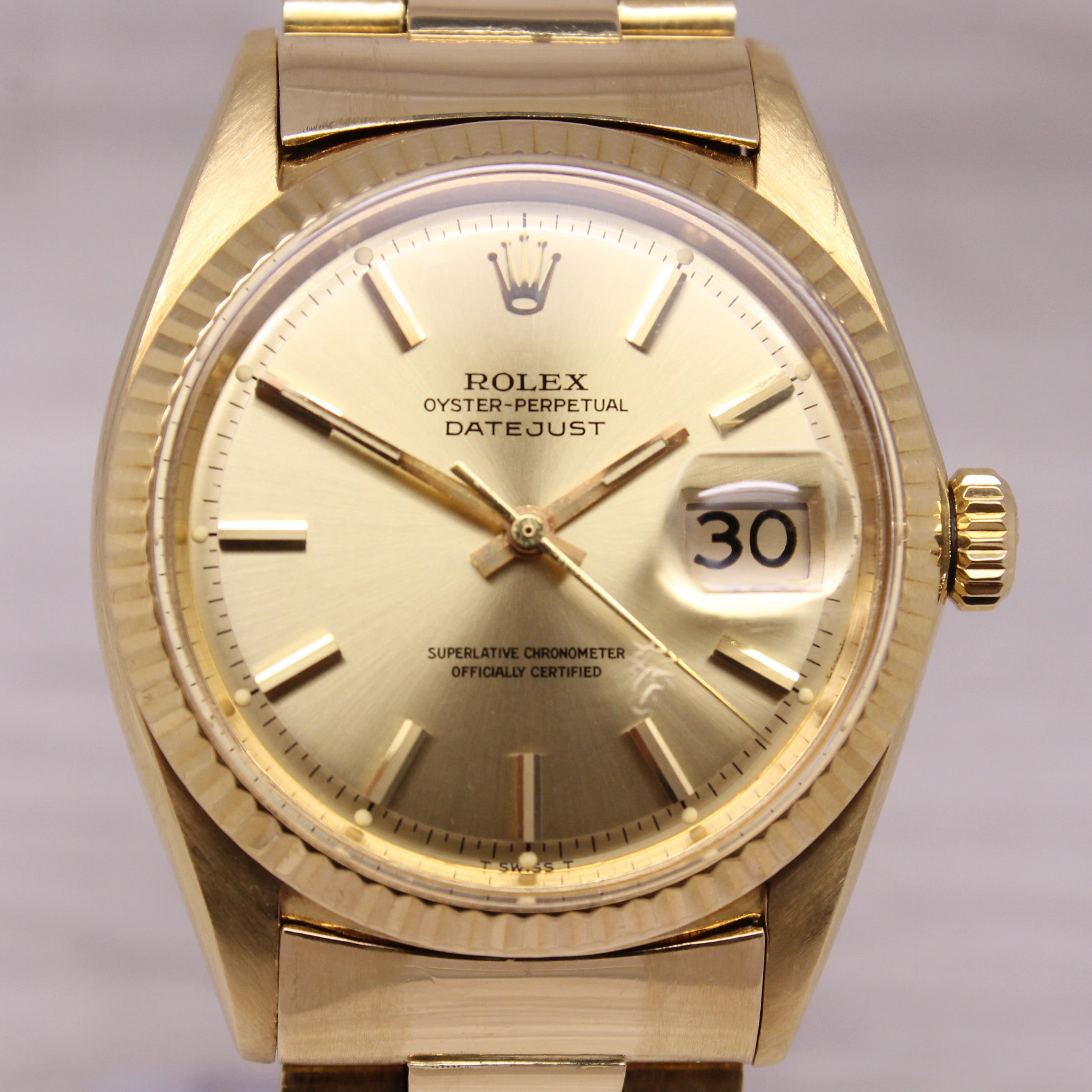 Vintage 1966 Rolex Datejust 1601 18k Yellow Gold Mens Watch w/ Bracelet & Box