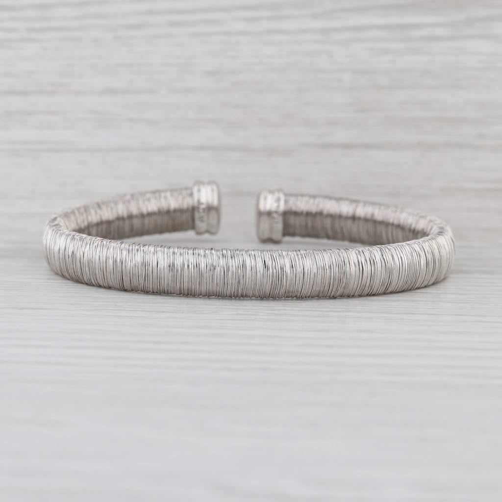 Sterling Silver Flexible Cuff Bracelet Textured Finish JCM Italy 7.25" 8.2mm