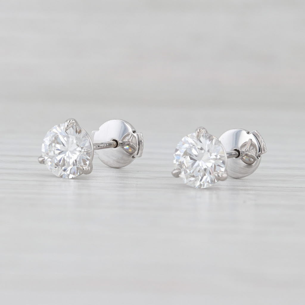 Light Gray New 2.14ctw Round Lab Created Diamond Stud Earrings 14k White Gold VVS2 E IGI