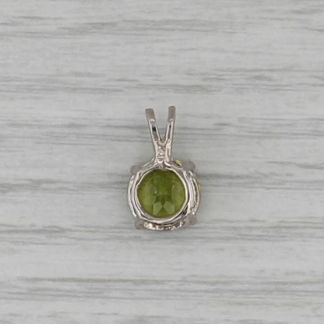 2.35ct Round Peridot Pendant 14k White Gold Small Solitaire Drop