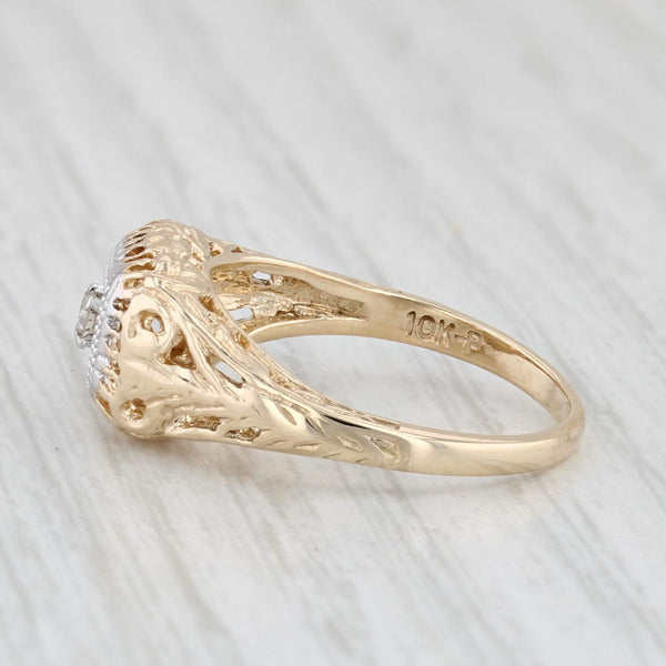Diamond Solitaire Ring 10k Gold Vintage Filigree Size 6.25