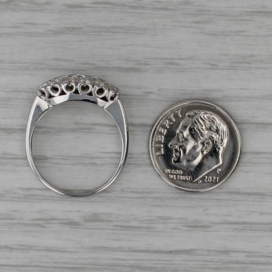 0.65ctw Diamond Cluster Princess Ring 14k White Gold Size 7