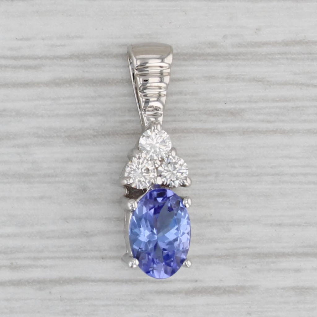 Gray Le Vian 0.72ctw Tanzanite Diamond Pendant 14k White Gold Small Oval Drop