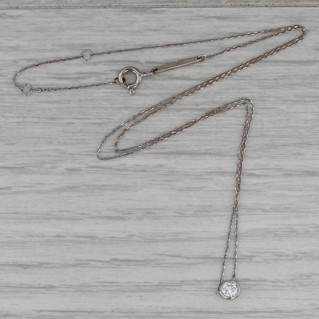 0.21ct Small IGI Diamond Solitaire Pendant Necklace 18k White Gold 16.5"