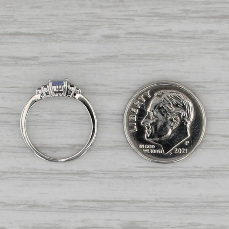 Petite 0.26ctw Tanzanite Diamond Ring Platinum Size 2.5