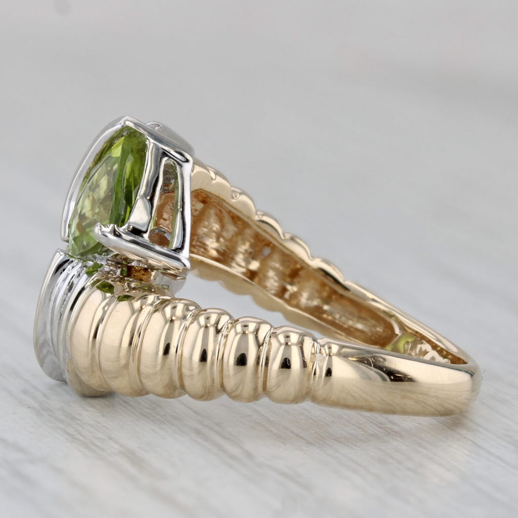 Gray 2.65ctw Peridot Diamond Bypass Ring 14k Yellow Gold Size 7