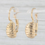 Scalloped Croissant Drop Earrings 18k Yellow Gold Lever Backs