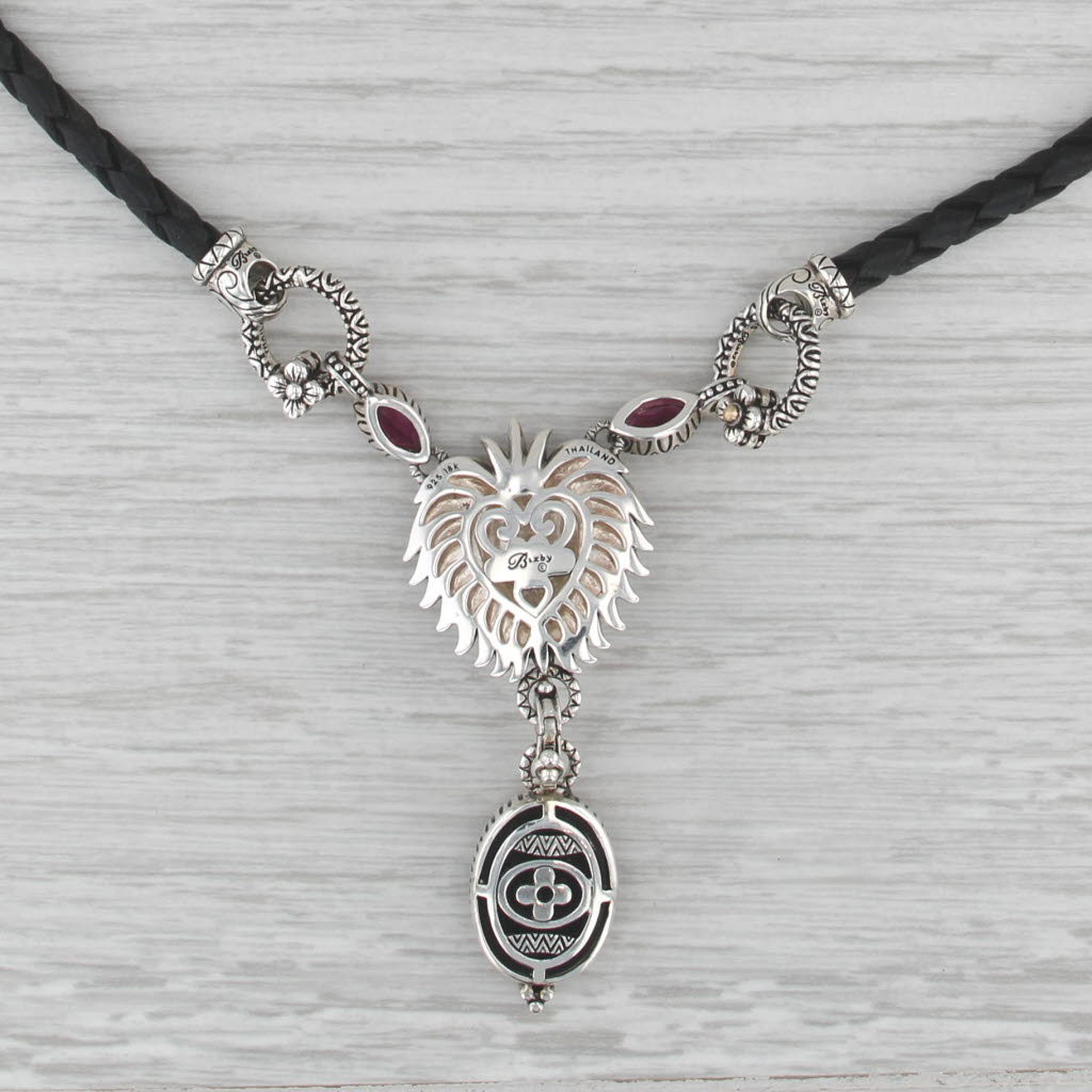 Bixby Onyx Zodiac Sign Leo Lion Pendant Necklace Sterling Silver 18k Gold Cord