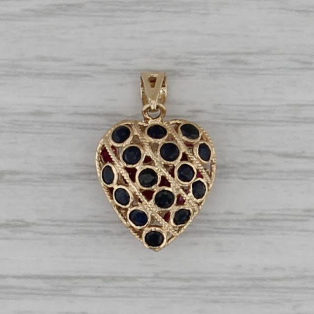 1.20ctw Blue Sapphire Red Ruby Reversible Pendant 14k Yellow Gold