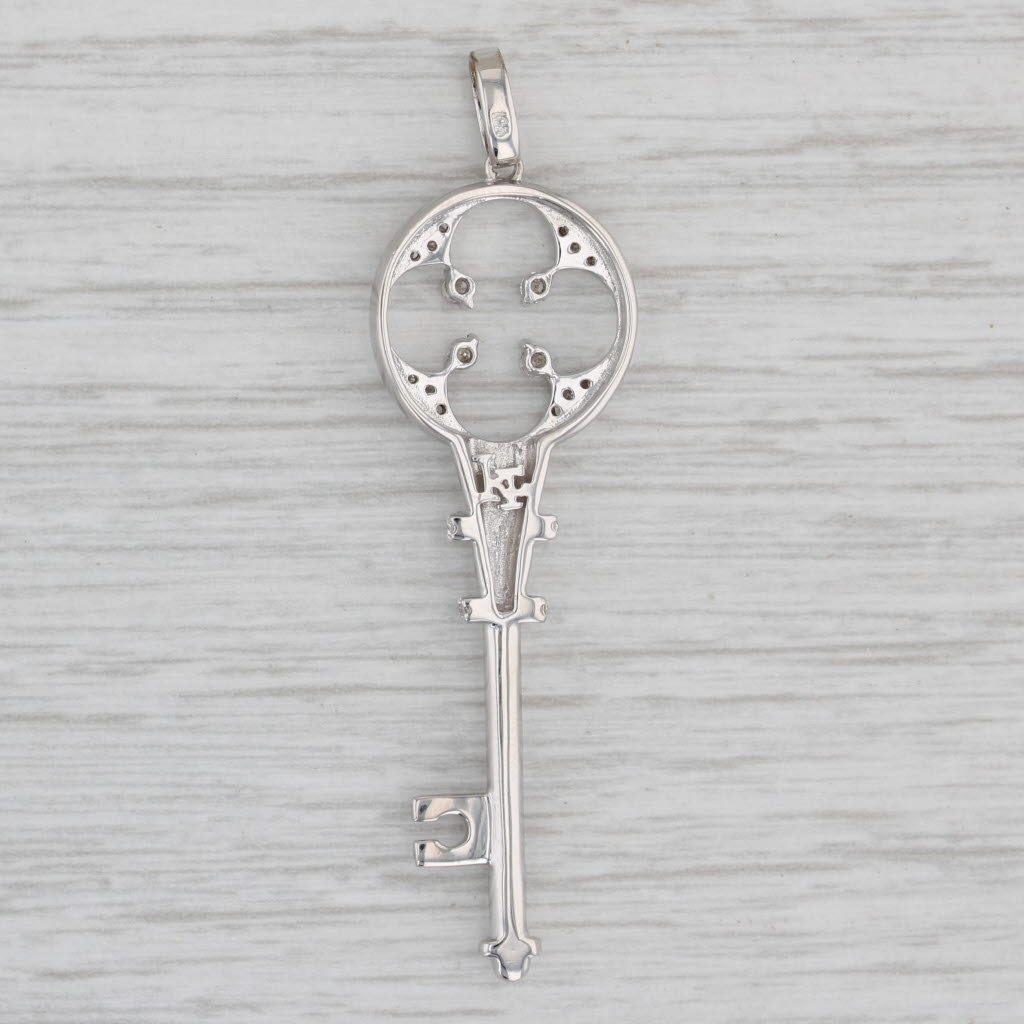 Gray 0.25ctw Diamond Accented Skeleton Key Pendant 10k White Gold Charm