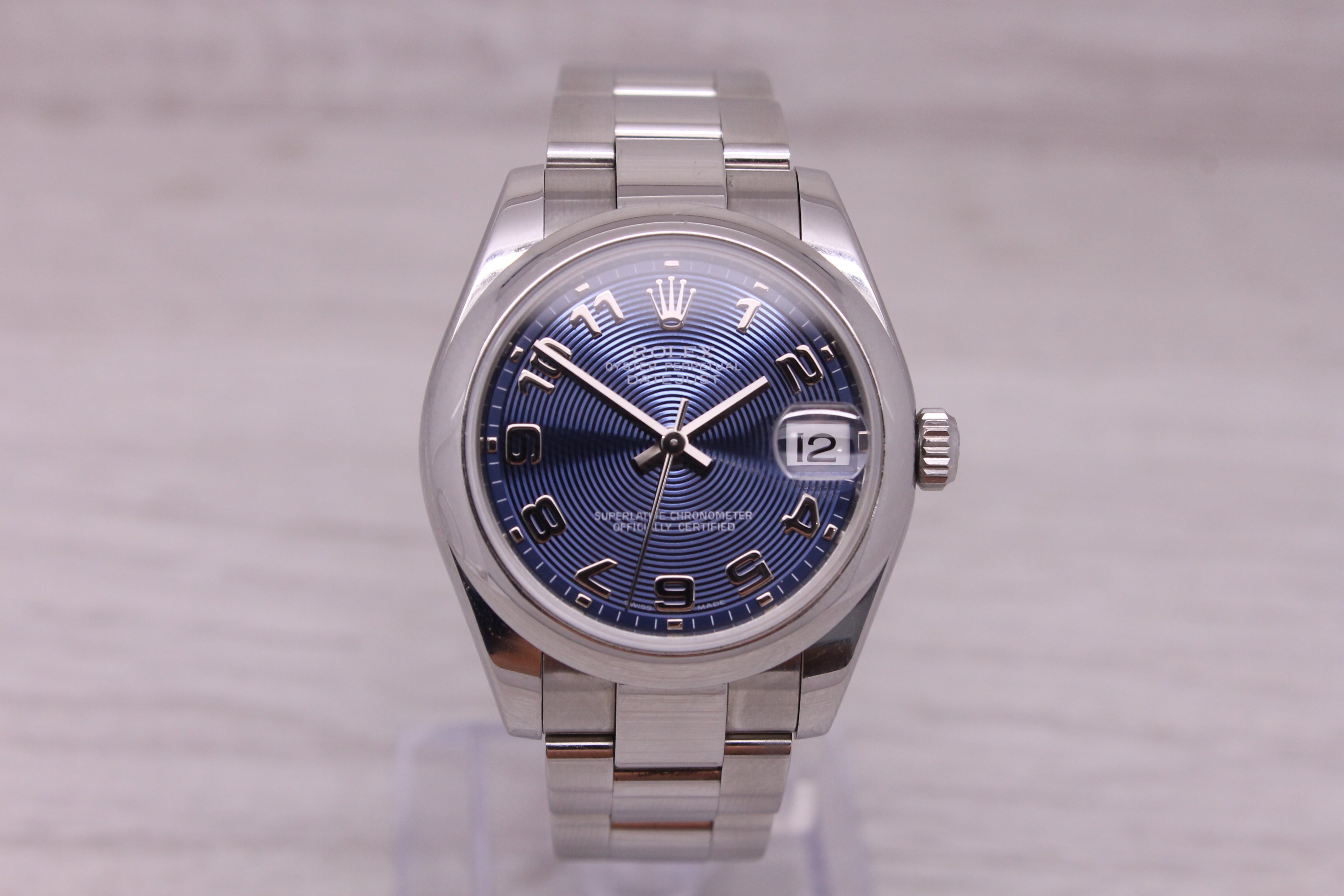 Dark Gray Rolex Datejust 178240 31mm Stainless Steel Midsize Concentric Blue Watch Oyster