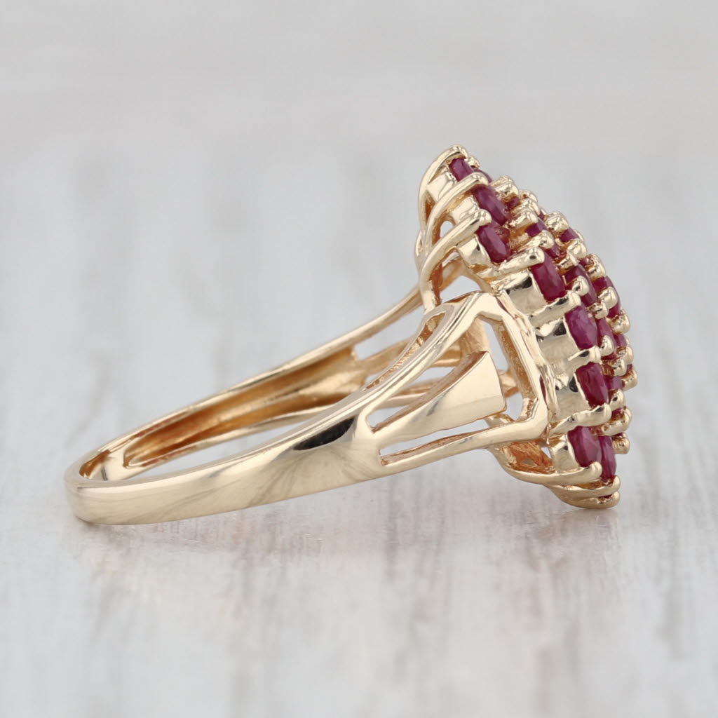 2ctw Ruby Cluster Ring 14k Yellow Gold Size 6.75 Cocktail