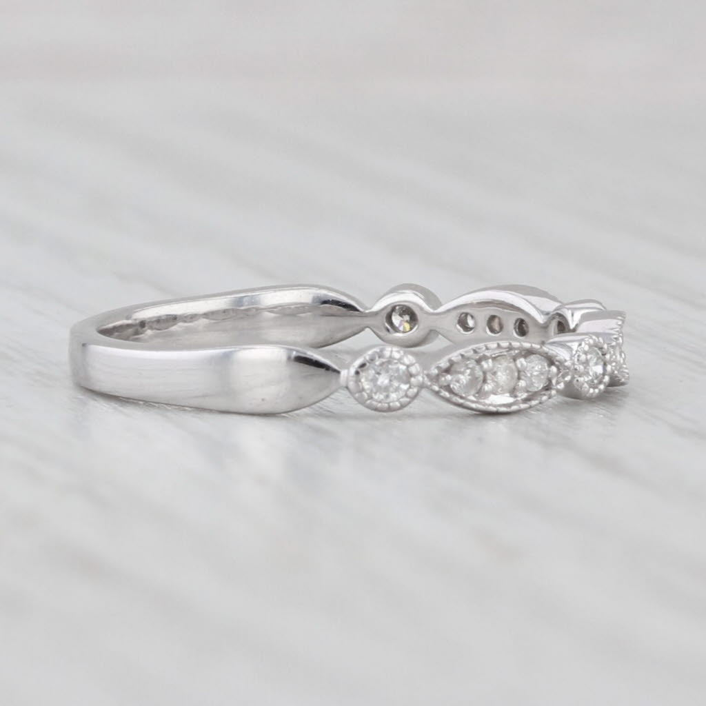 Light Gray 0.13ctw Diamond Stackable Ring 10k White Gold Wedding Band Size 7