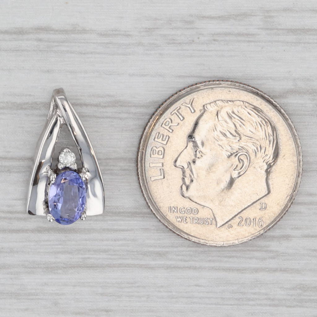 Gray 0.50ct Tanzanite Diamond Pendant 14k White Gold Small Drop