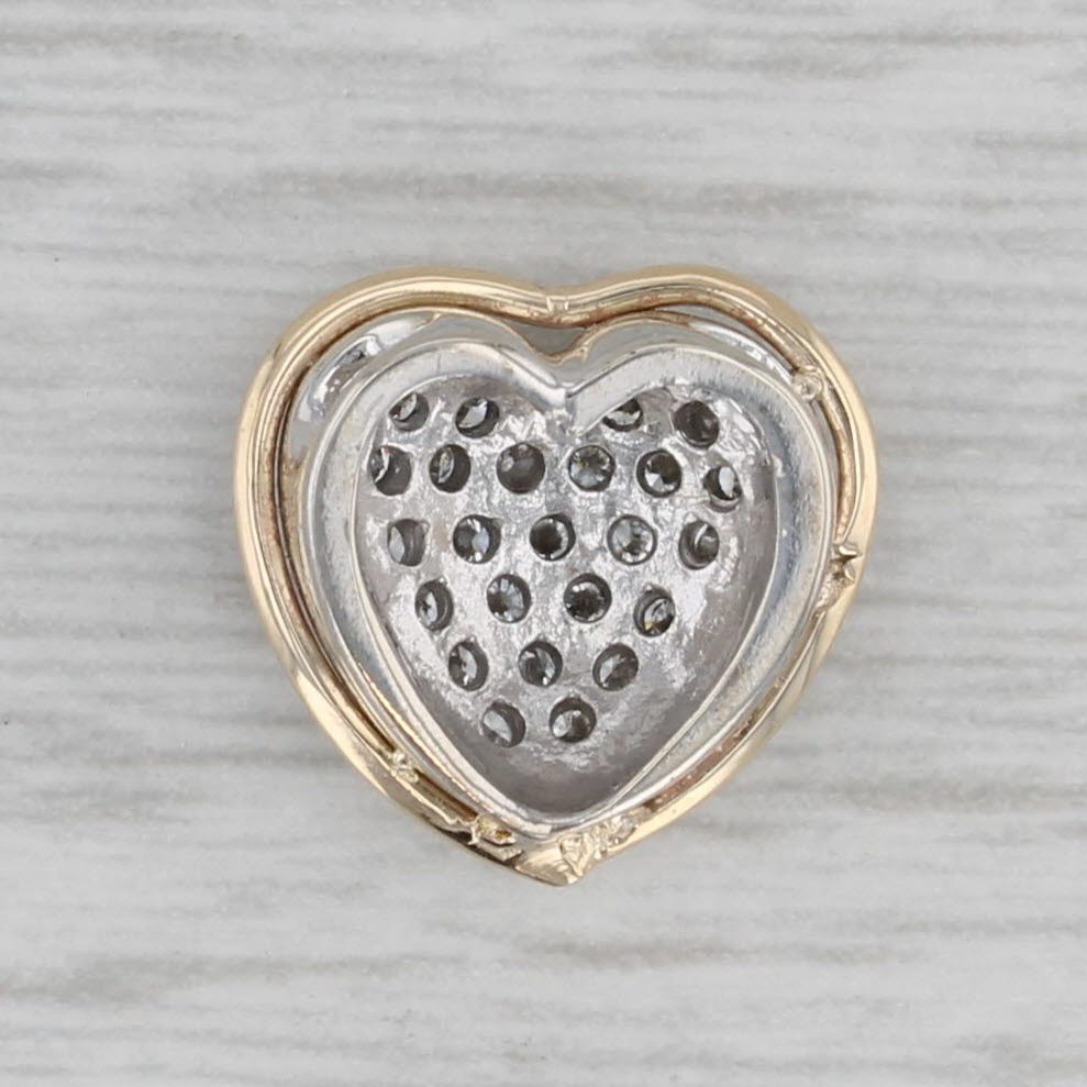Gray 0.25ctw Pave Diamond Heart Pendant 14k Yellow White Gold Slide