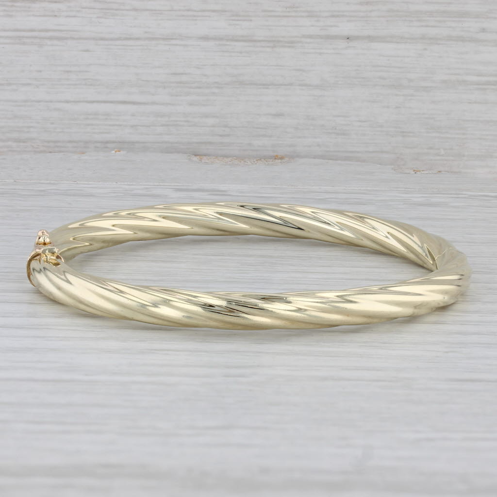 Gray Unoaerre Twisted Hinged Bangle Bracelet 14k Yellow Gold 7"