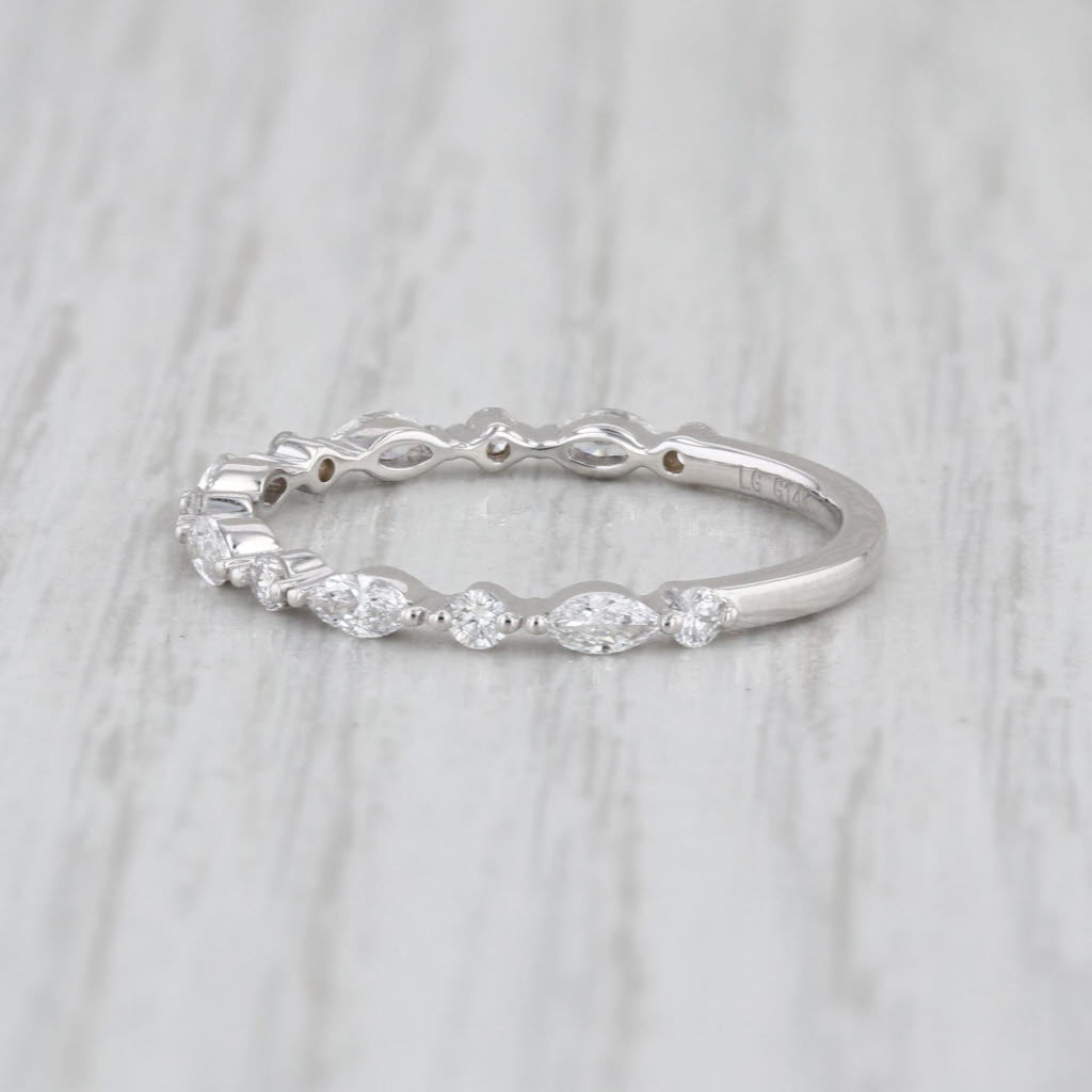 New 0.43ctw Lab Grown Diamond Wedding Band 14k White Gold Stackable Ring Sz 6.75