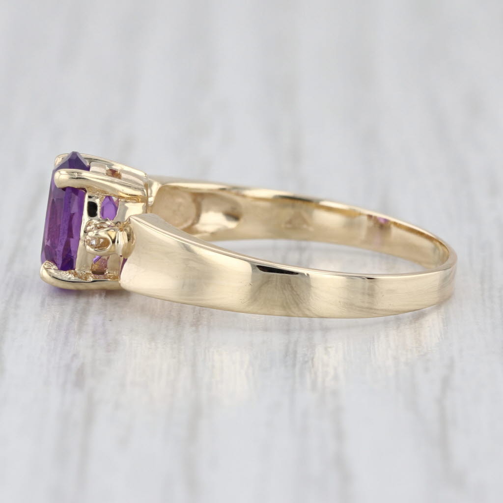 1.22ctw Oval Amethyst Diamond Ring 10k Yellow Gold Size 8.5
