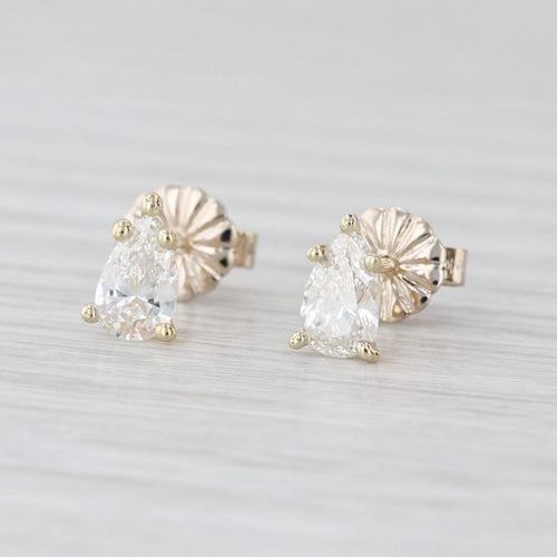 New 0.55ctw Diamond Solitaire Stud Earrings 14k Gold Pear Teardrop Studs