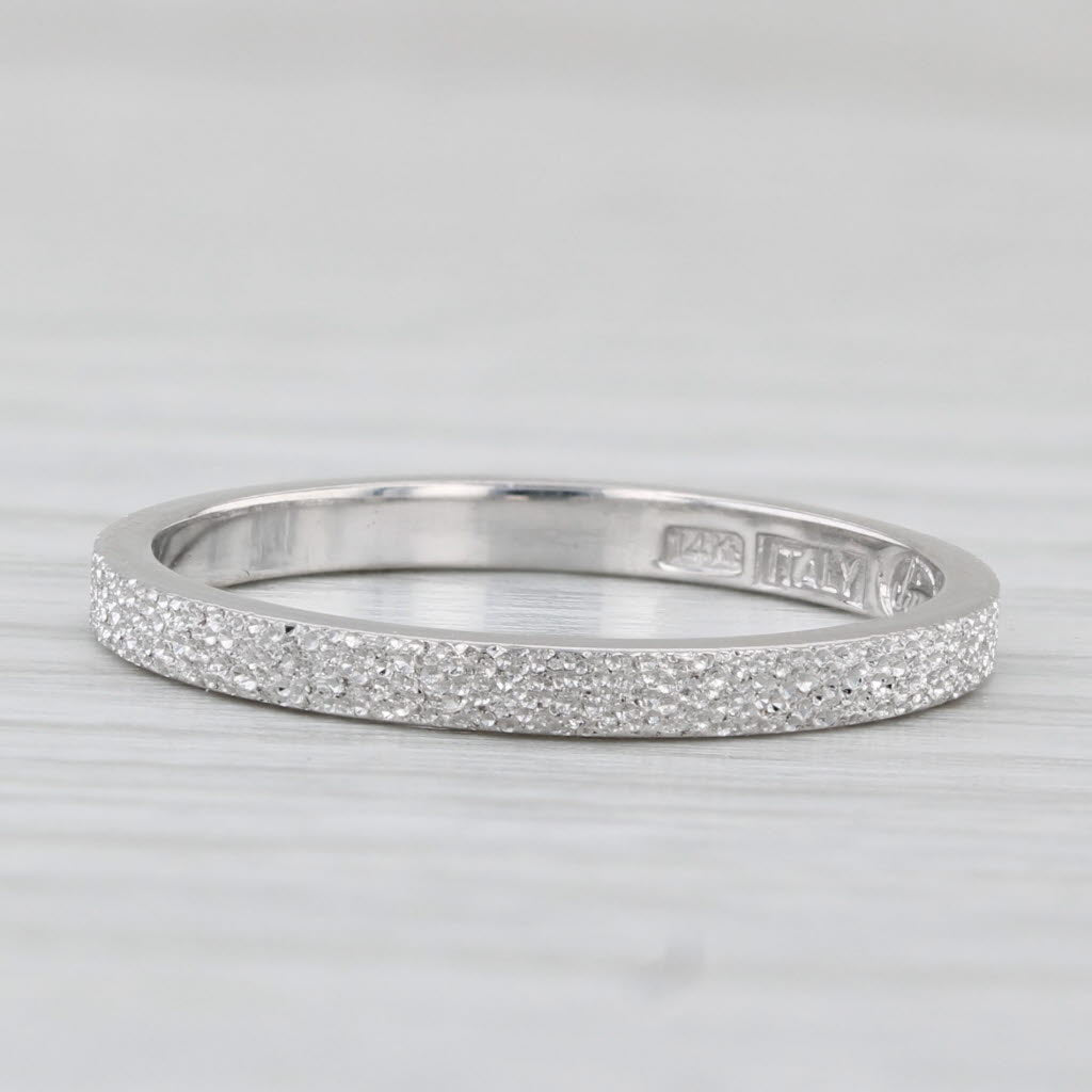 Light Gray Textured Brushed Band 14k White Gold Size 6 Wedding Stackable Ring