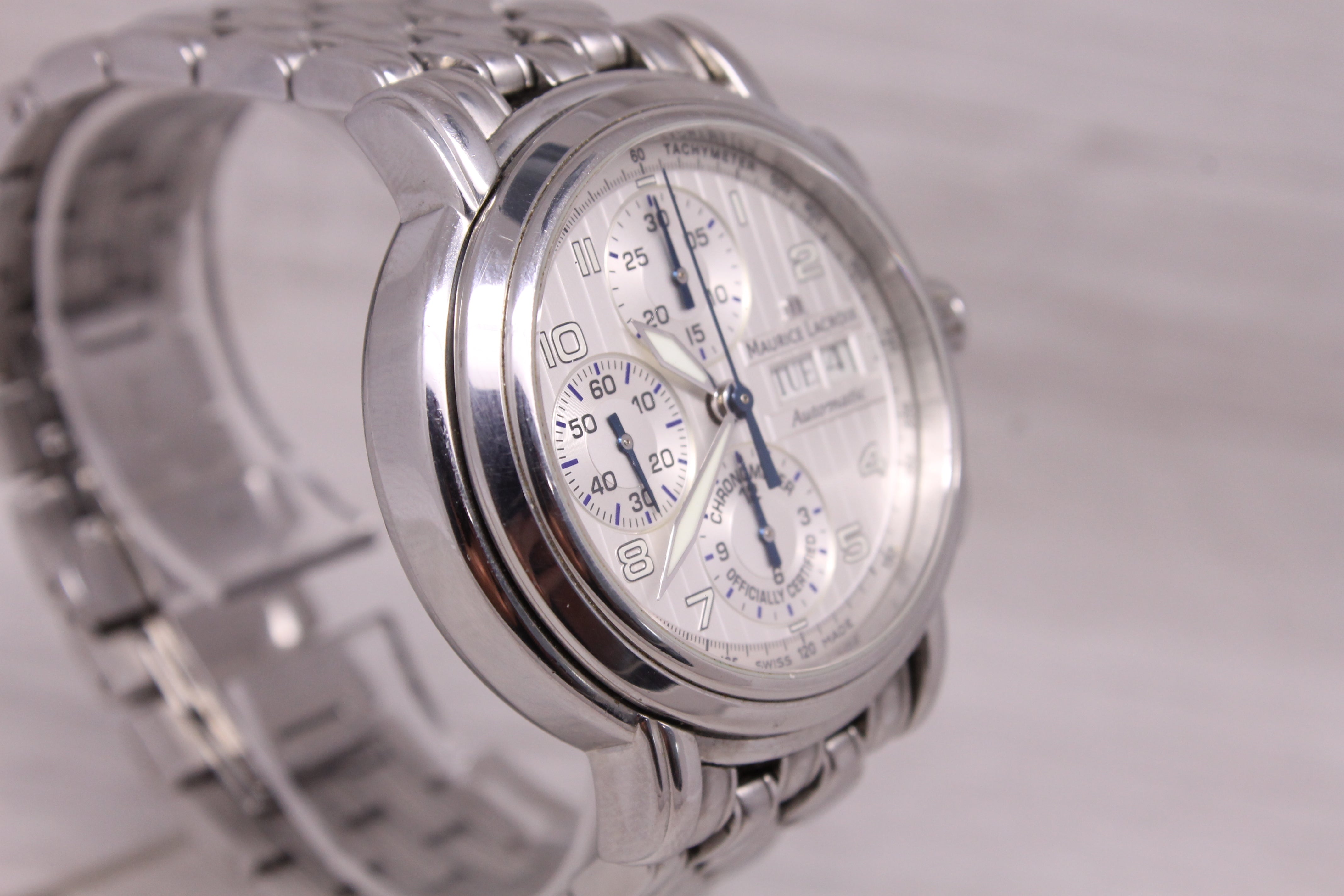Maurice Lacroix Masterpiece Mens Chrono Automatic 42mm Steel Watch Swiss MP6128
