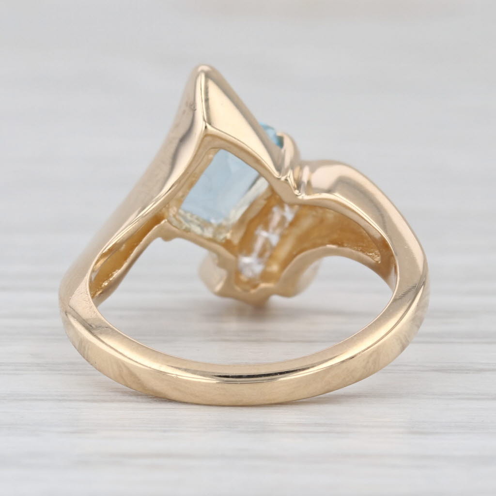 0.87ctw Aquamarine Diamond Bypass Ring 14k Yellow Gold Size 6.25