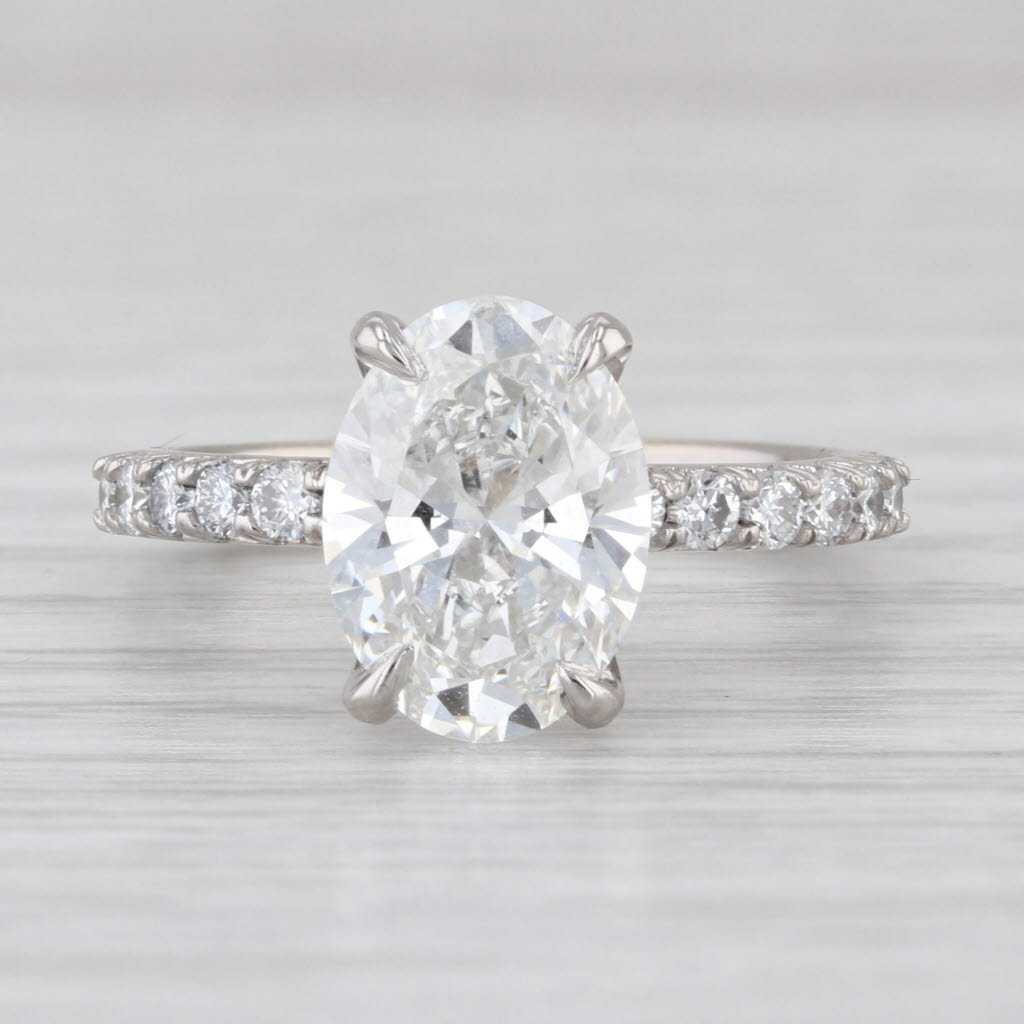 New IGI 3.75ctw Oval Lab Grown Diamond Engagement Ring 14k White Gold Size 6.5