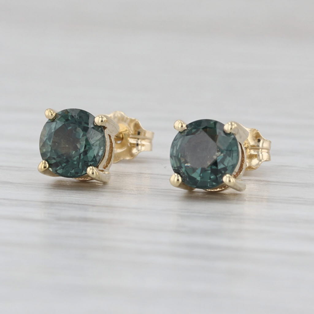 1.83ctw Color Change Sapphire Stud Earrings 10k Gold Round Solitaire Studs