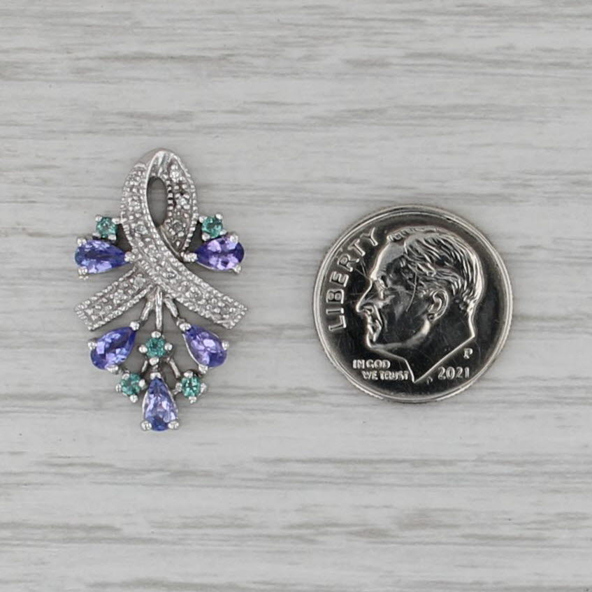 1.10ctw Tanzanite Topaz Diamond Pendant 14k White Gold